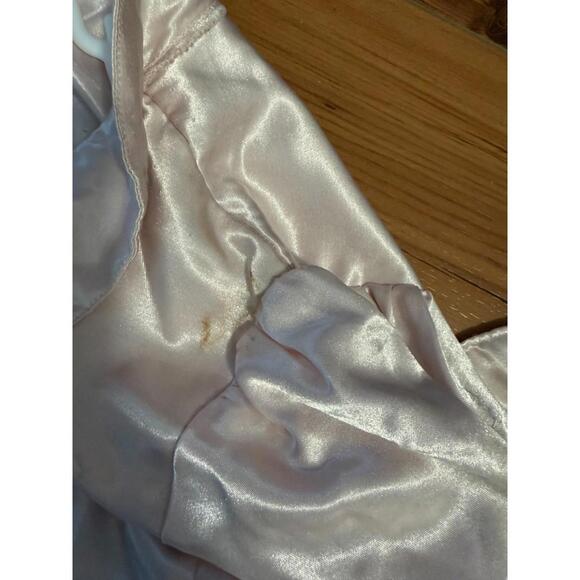 Nicole Pink Satin Embroidered Nightgown Women’s L Vintage Long Sleeve - Picture 2 of 5